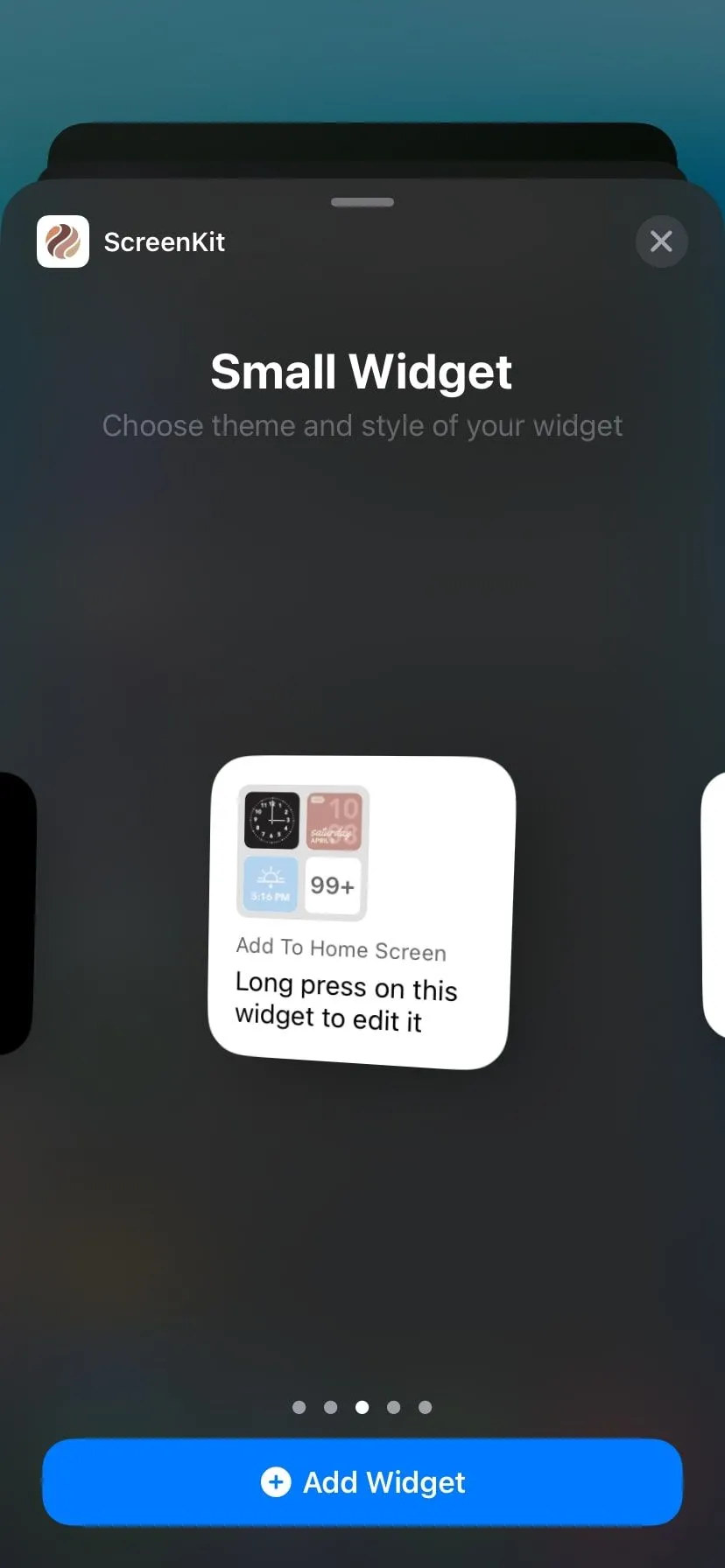 Widget ScreenKit với thiết kế chủ đề thẩm mỹ trên màn hình chính iPhone